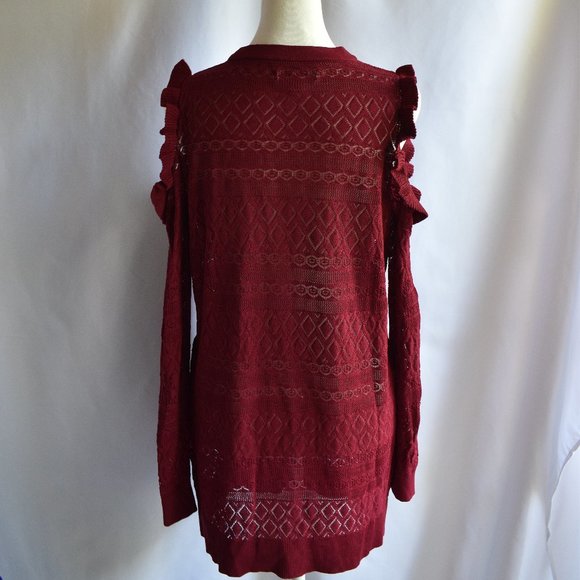 LC Lauren Conrad Red Ruffle Pointelle Sweater Dress - Picture 4 of 9